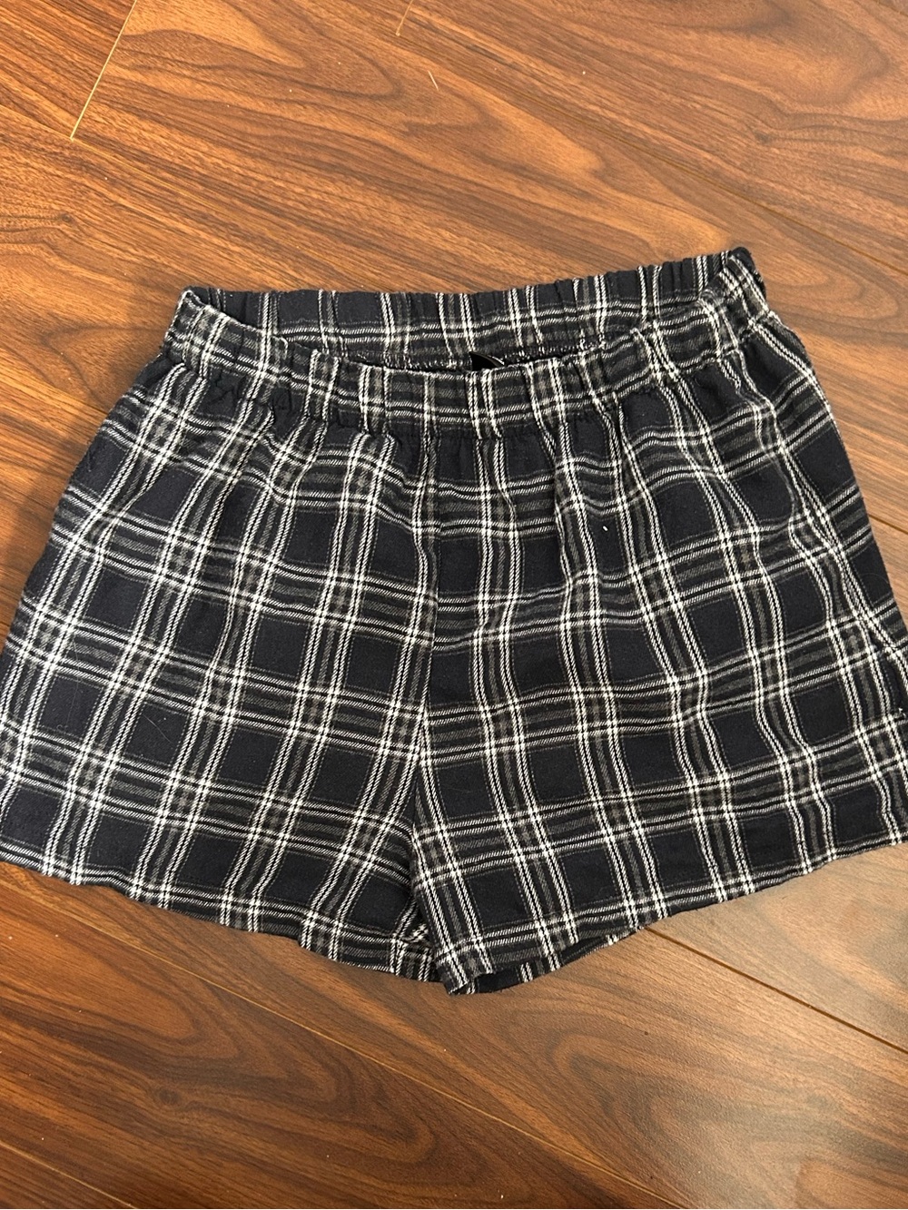 SHEIN Black and White Plaid Athletic Shorts